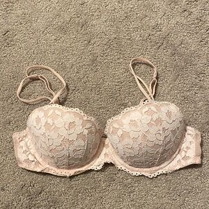 VS PINK Lace Push-Up Bra Light Pink 34B